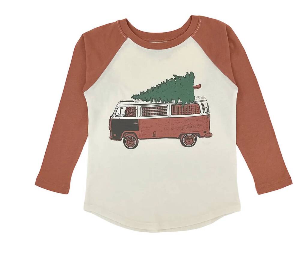 NEW TINY WHALES kids' long sleeve raglan top in christmas mobile